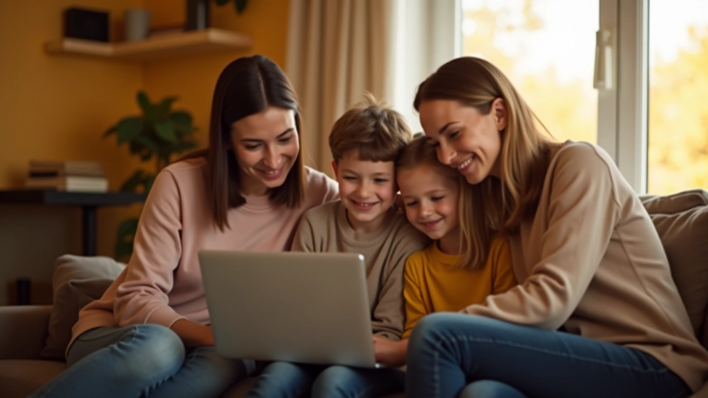 Perekonnalikud inimesed arvutiga, koduses keskkonnas, kodus turvalisuse teemaga seotud