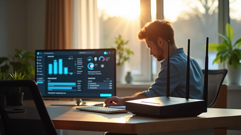Kaasaegne kodu arvuti ruuteri ja turvaliste võrgu ühenduste kuvamisega
